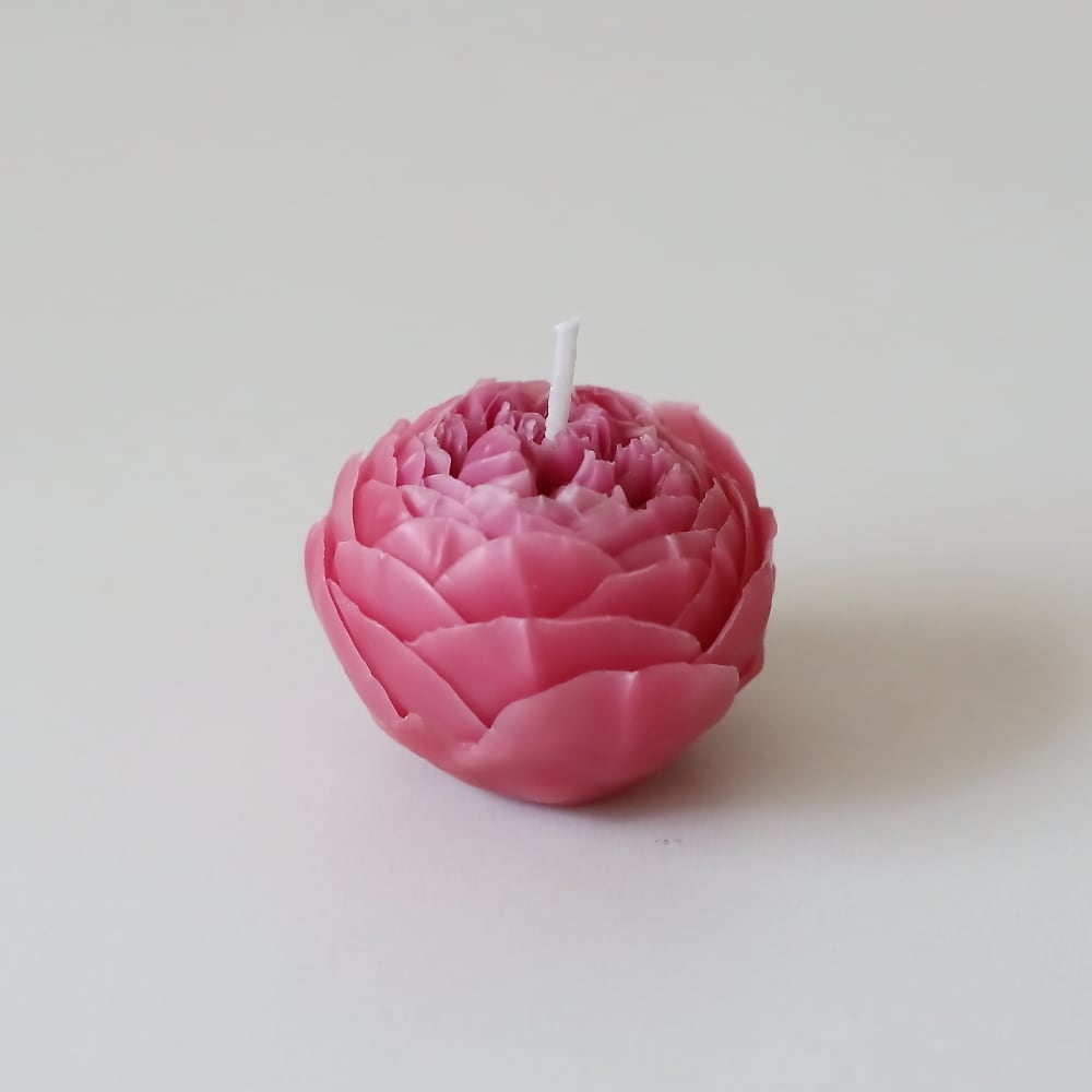 天然のロウから生まれた、ピンクメイプルローズ Beeswax candle
