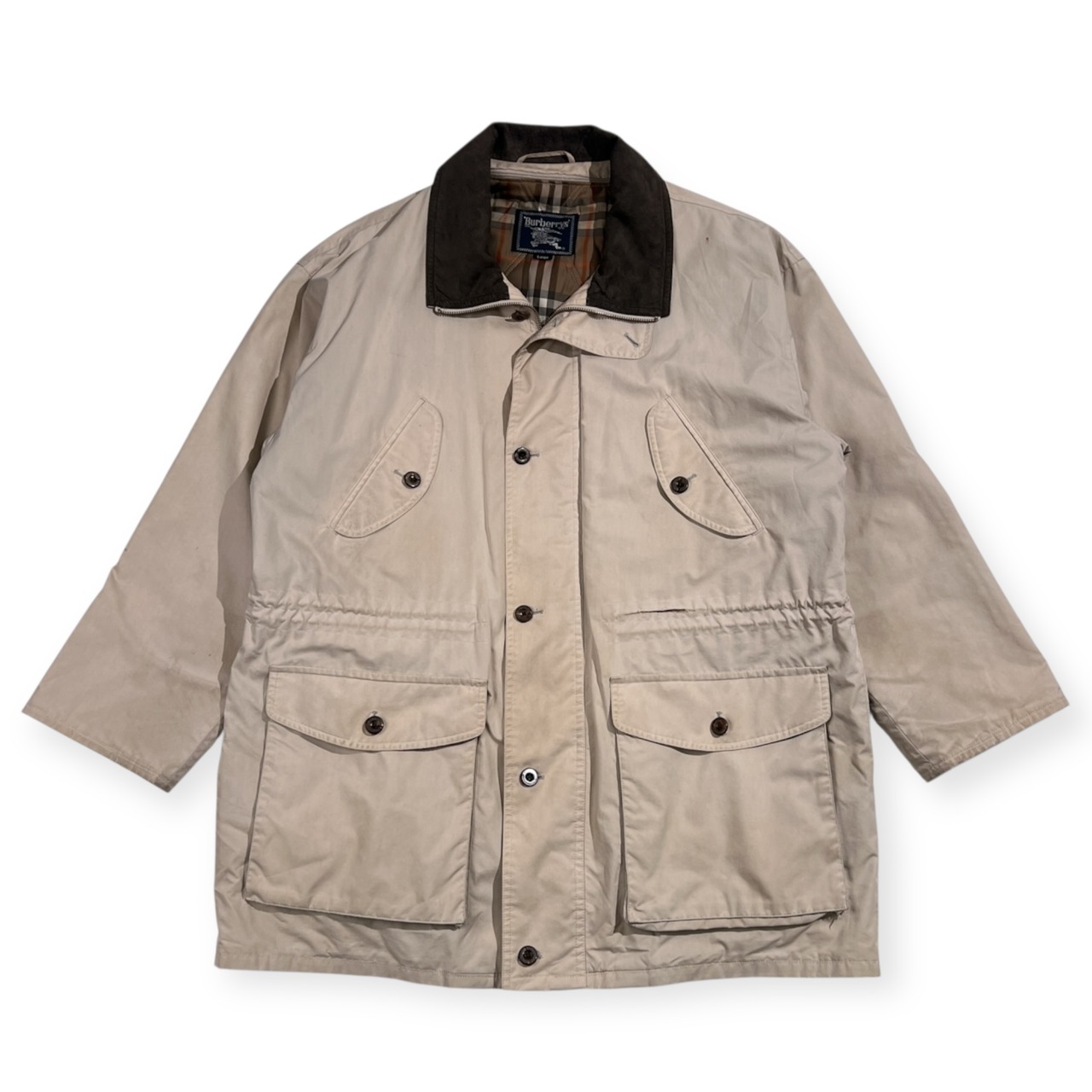 90s BURBERRY バーバリー 中綿ライナー付き ジャケット ハーフコート L/ベージュ系 メンズ ビンテージ