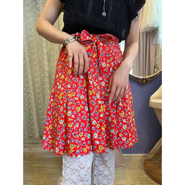 floral skirt : red