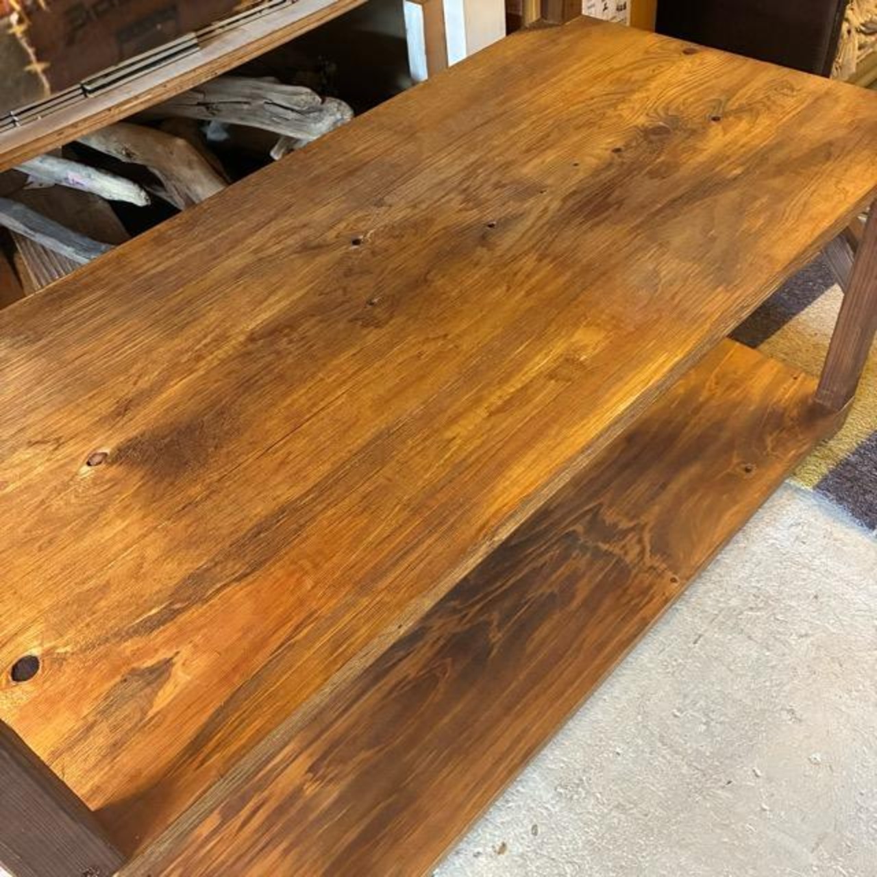 TOPANGA　Furniture　Old Wood＆Leather Patchwork 3-Tier Shelf【店頭受取専用商品】