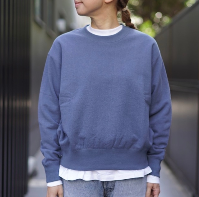 unfil(アンフィル) cotton & paper terry sweatshirt graphite blue