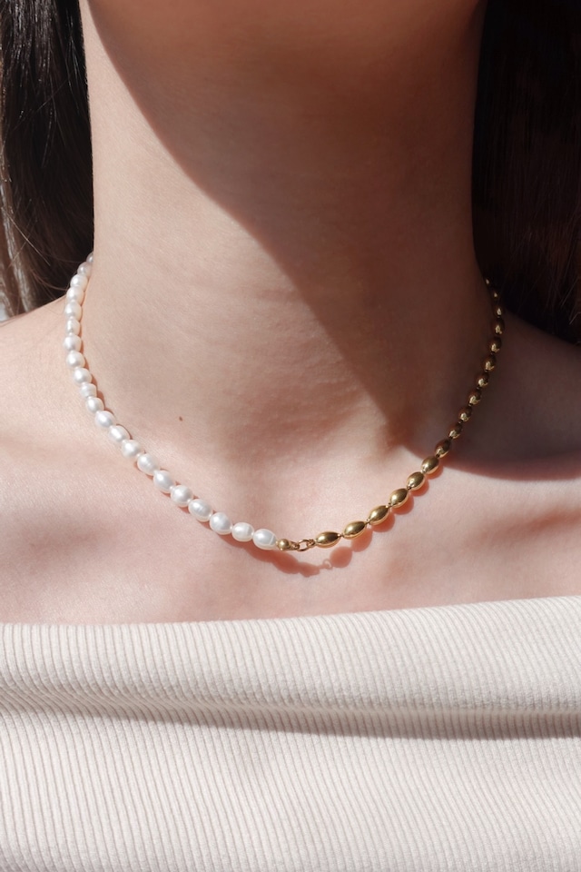 gold mix pearl necklace