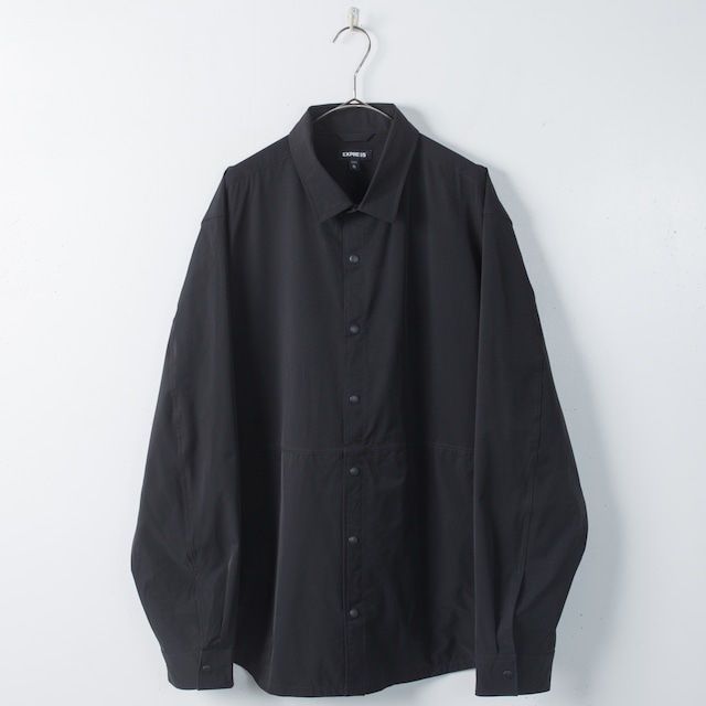 2000s solid designed snap button long sleeve shirt jacket