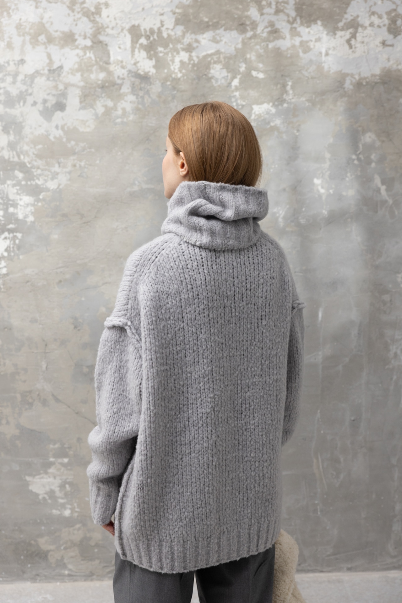 Over Sized Fluffy Off Collar Cardigan Knit