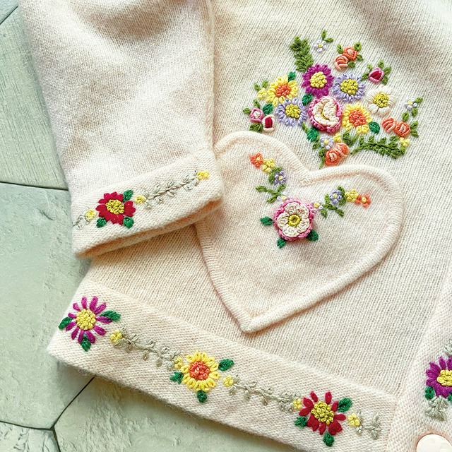 【Vintage】BABYPINK お花刺繍カーディガン