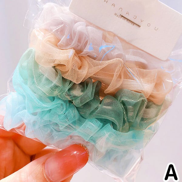 シュシュ ヘアアクセサリー パステルカラー オーガンジー 5個 セット