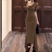 ドレープネックイレヘムワンピ ・14743