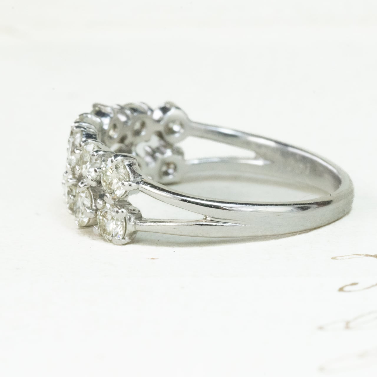 Pt900 ダイヤモンドリング 計1.00ct｜2列に並ぶクラスターデザイン