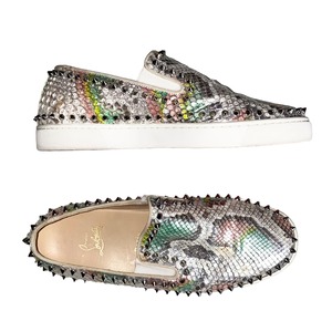 CHRISTIAN LOUBOUTIN python leather studs sneakers