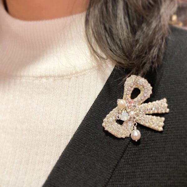 送料無料】 シルバーリボン・ブローチキット(ビーズ刺しゅうキット