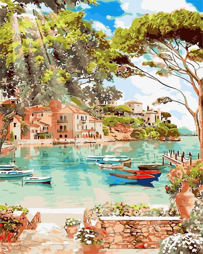 朝の木漏れ日 アクリル絵の具で作る 数字で塗り絵 油絵風 40x50cm フレームの有無が選べる 2 700 Hashi Life