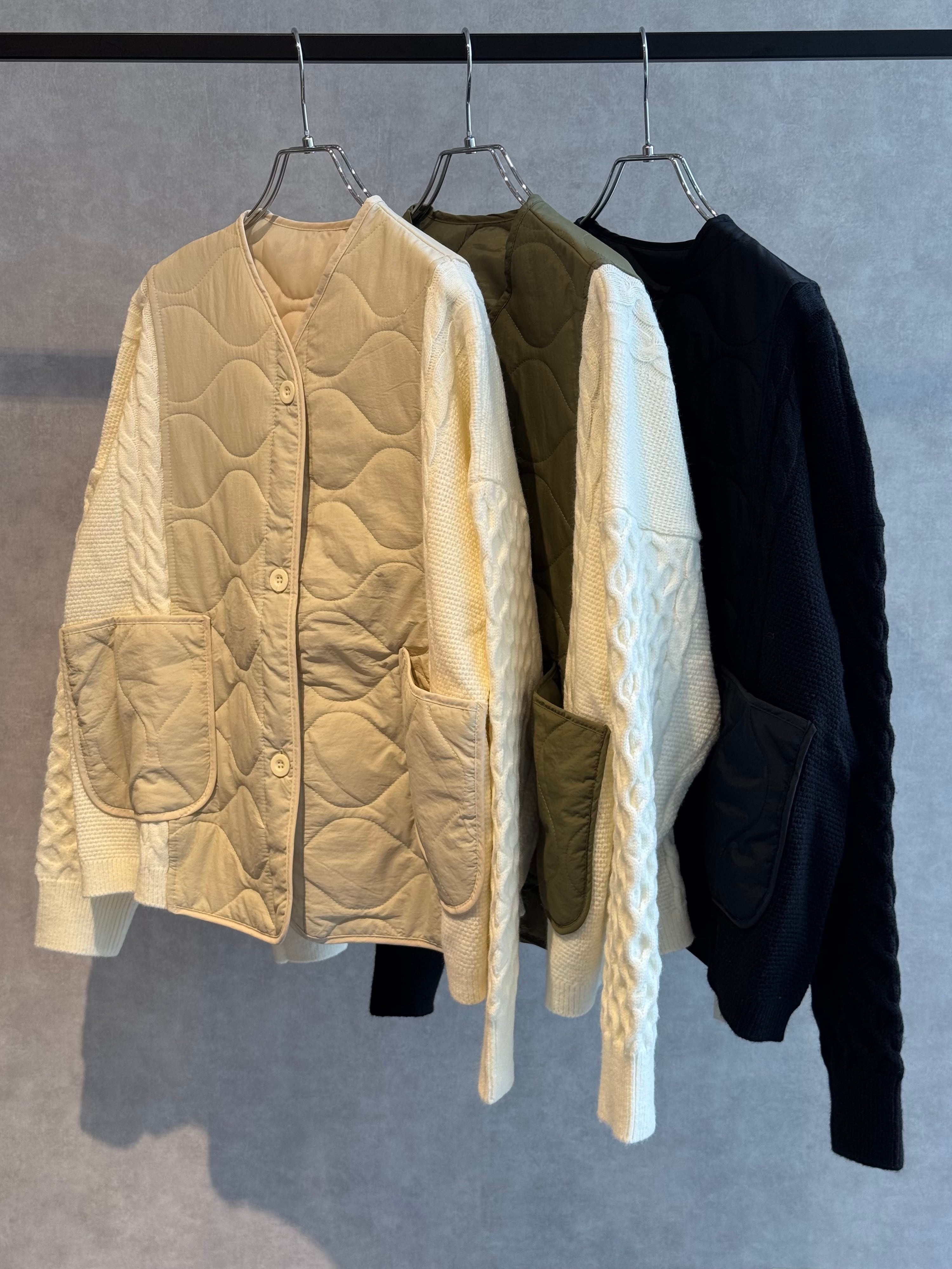 cable knit docking quilting jacket