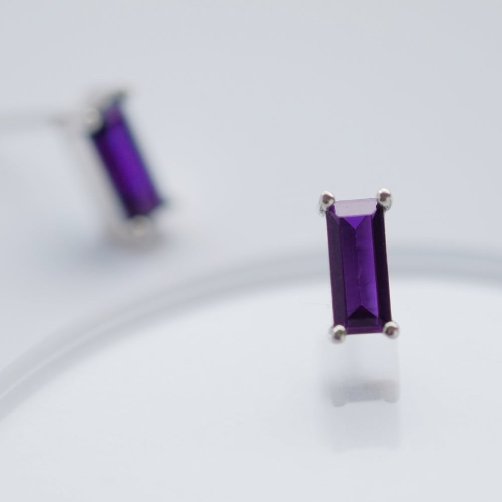 ミニ アメジスト スクエア ピアス イヤリング シルバー925 | クラウド