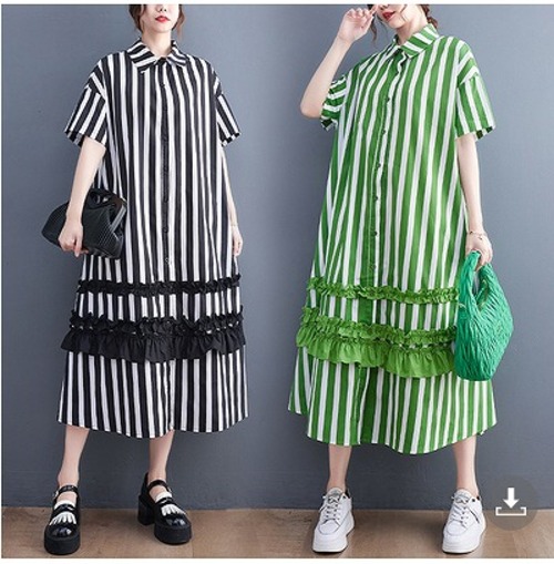 【春夏新作】ファッションワンピース♪グリーン/ブラック2色展開◆#sedmmf-229887