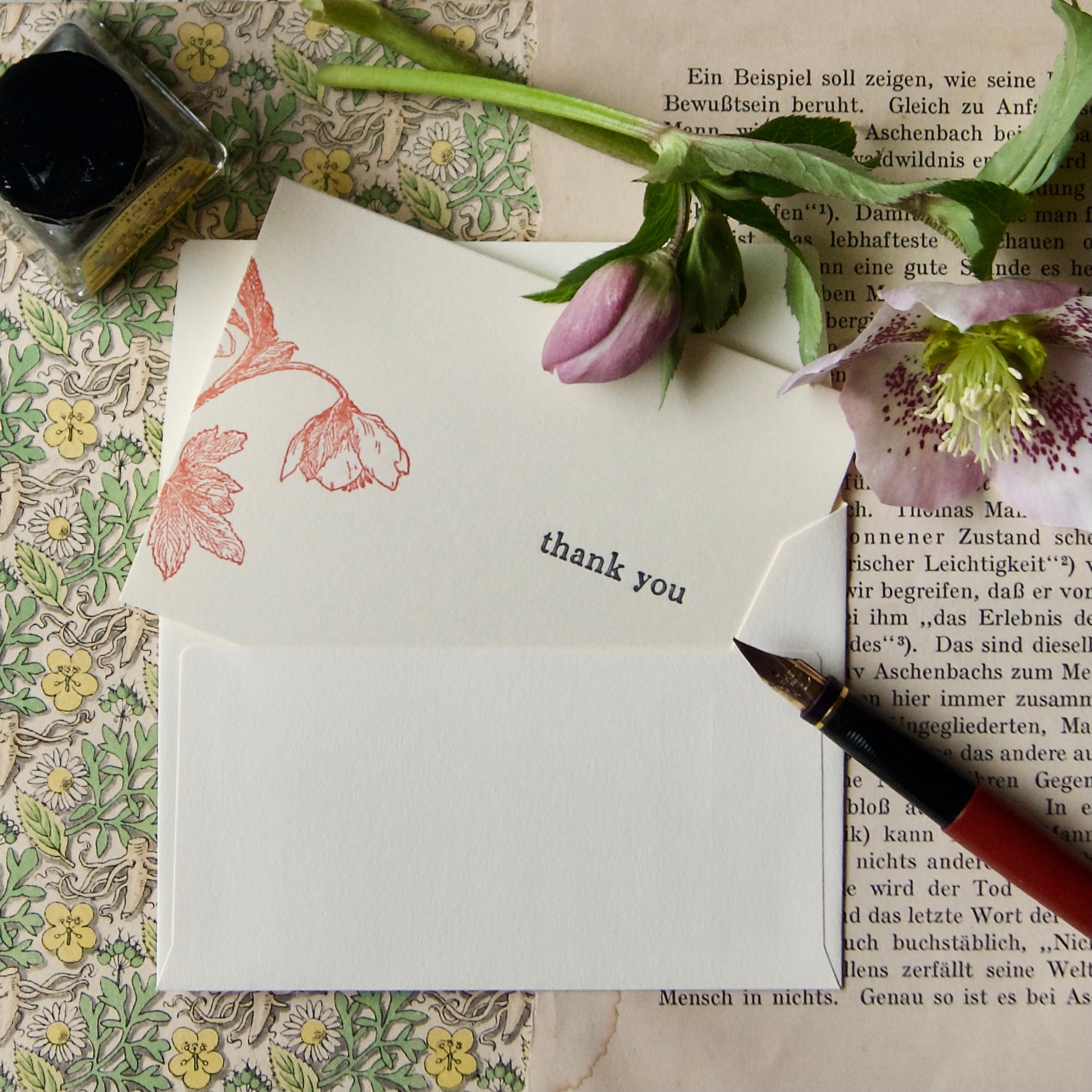 【thank you カード】 クリスマスローズ / カード1枚+封筒1枚/活版印刷