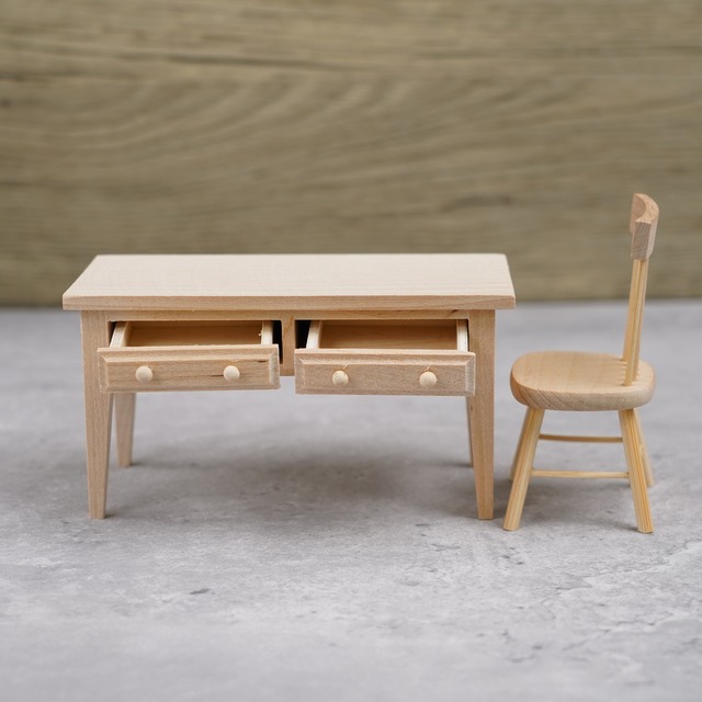 020-30041　ミニチュア家具　table&chair　ライティングデスク