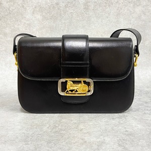 CELINE セリーヌ 馬車 ショルダーバッグ レザー ブラック 4678