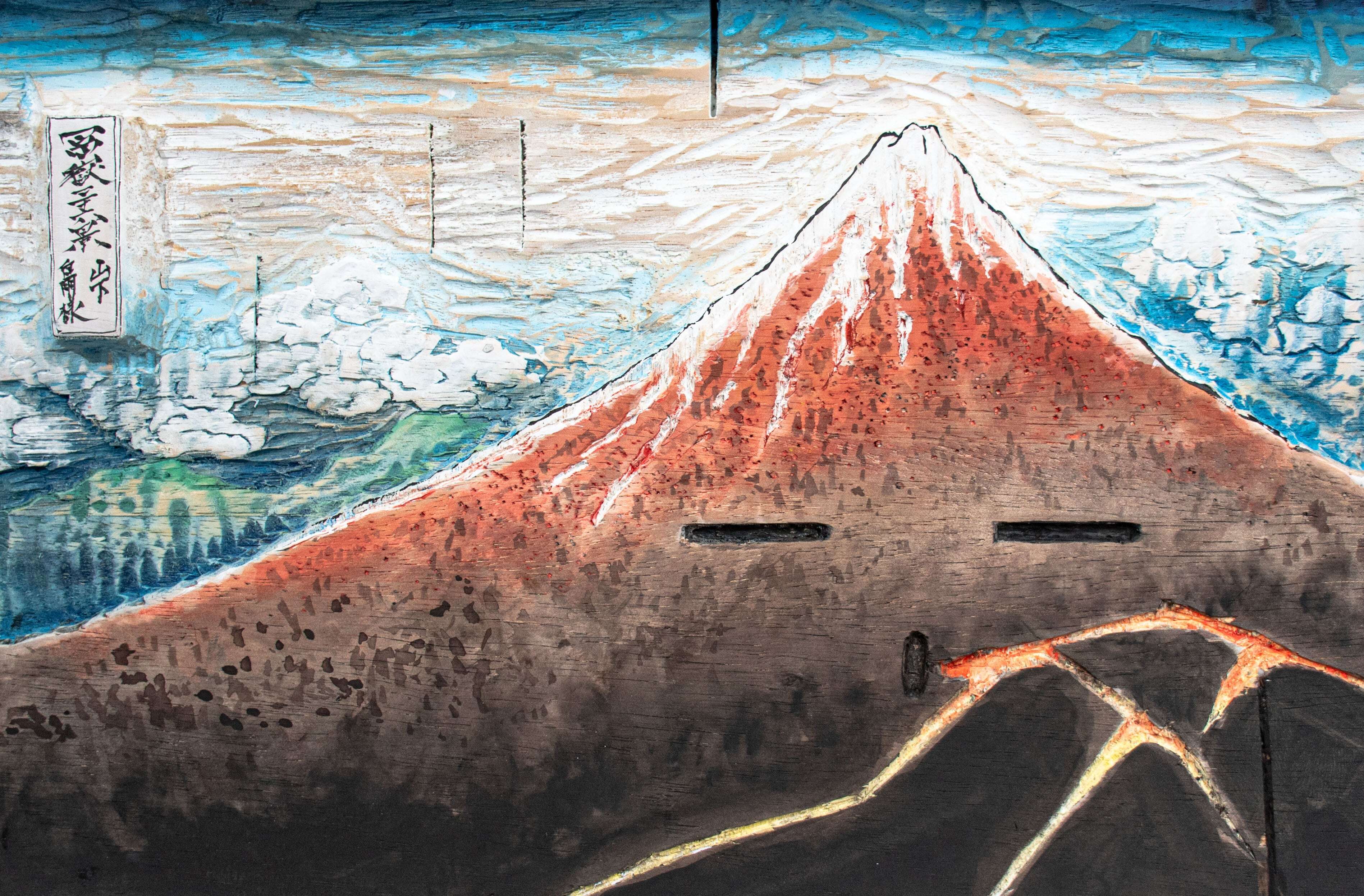 真作】絵画水島裕日本画10号滝渓谷の響き山間の清流箱入U43