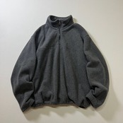 90s USA LANDS’ END　ハーフジップ　ドローコード　フリース　ランズエンド　グレー　L 古着