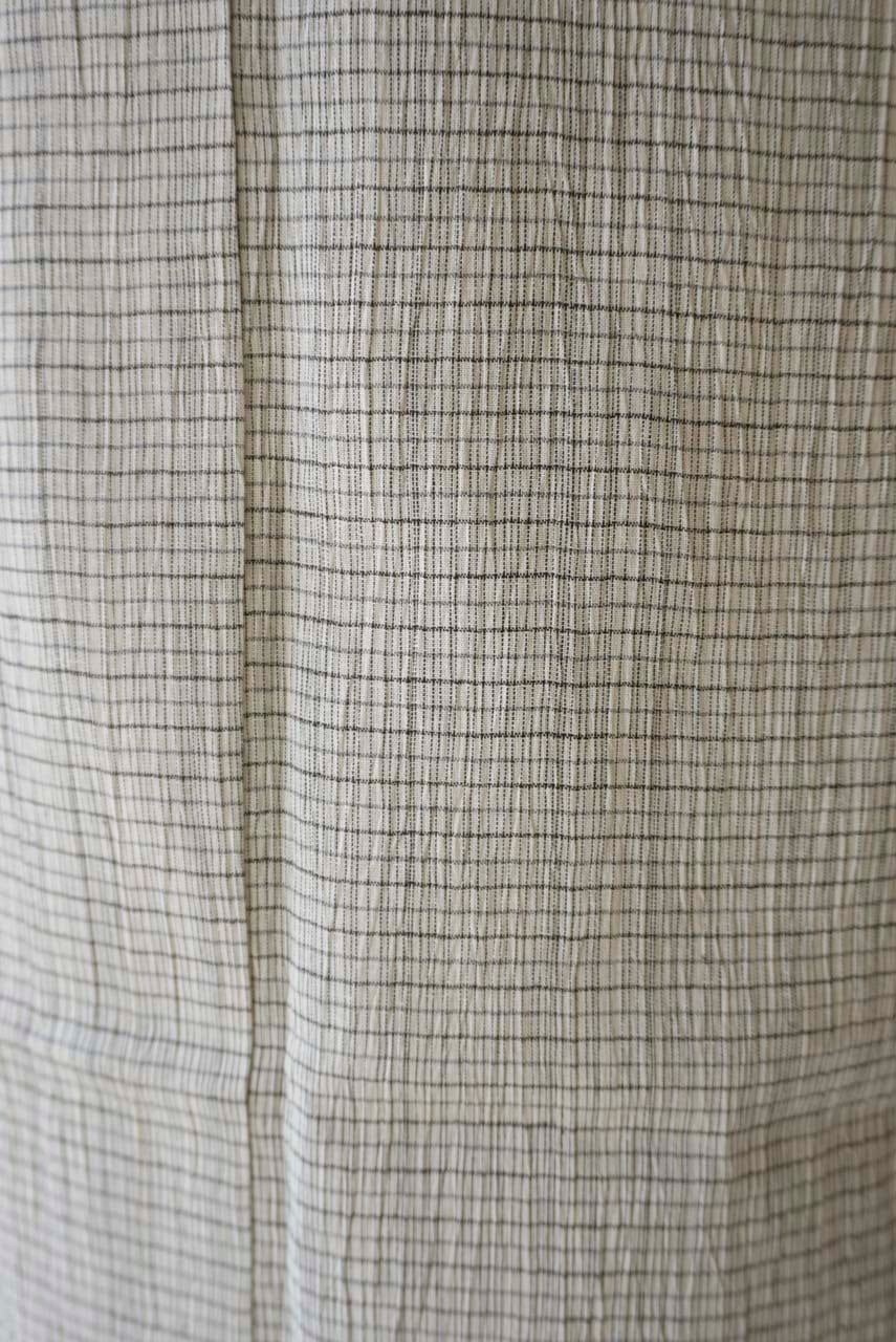 【夏きもの】灰白色地 変わり格子文 近江ちぢみ 仕立て下ろし品