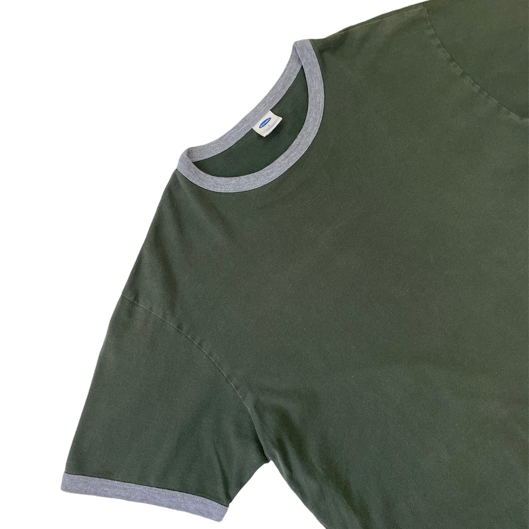 USAアメリカ製カルバンクラインヘンリーネック緑Tシャツラグランリンガー90年代
