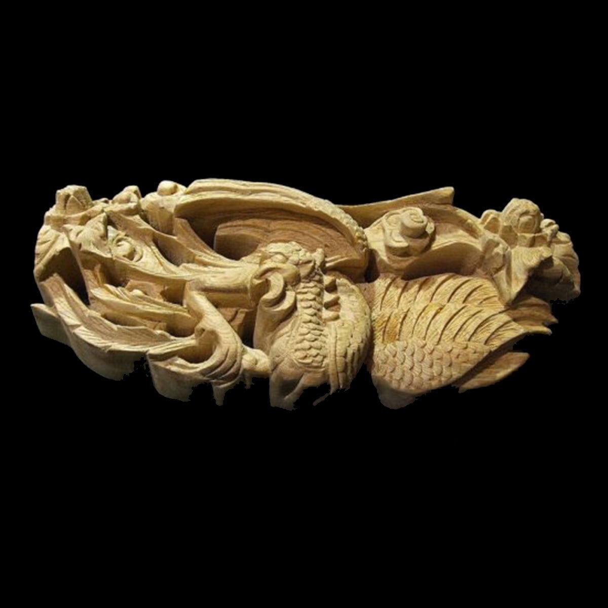 値下げです！◆◆【懸魚】社寺仏閣、山車、だんぢり彫刻 高さ45ｃｍ  5点 懸魚】（けんぎょ）社寺仏閣、山車、屋台、神殿、だんぢり彫刻