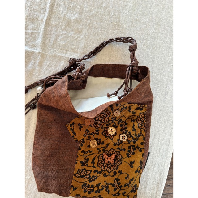 POTIレトロパッチビーズロープ柔らかバッグ