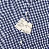 Mademoiselle NON NON マドモアゼルノンノン タグ付き ギンガムチェック スキッパー フレンチスリーブ 半袖シャツ M/ネイビー