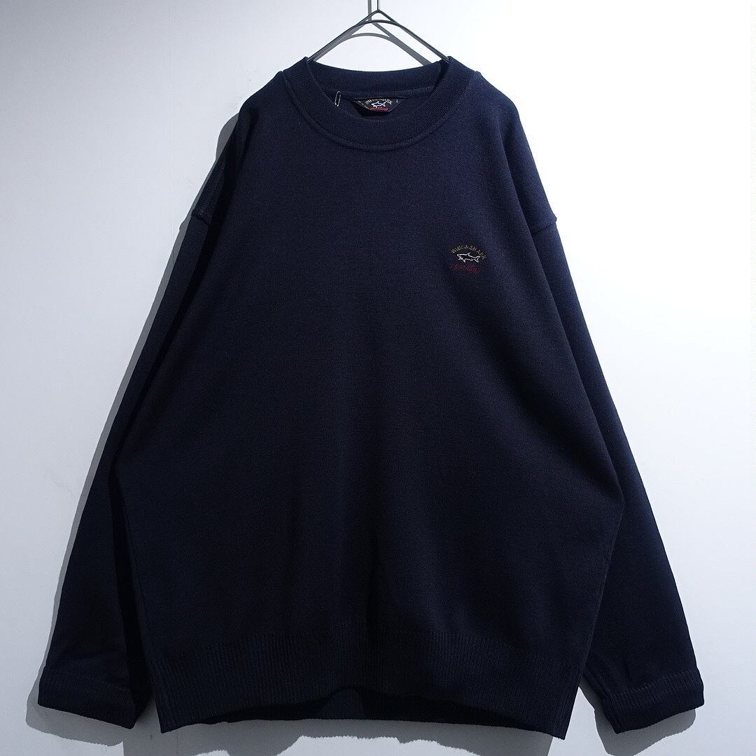 EURO “PAUL & SHARK” Navy Logo Embroidered Design Knit