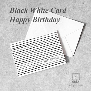 ブラック＆ホワイトカード Happy Birthday バースデーカード #0135-051