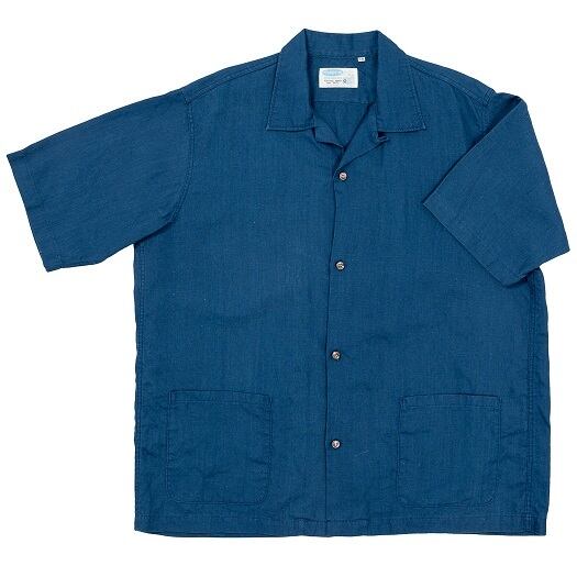WORKERS(ワーカーズ)~Open Collar Shirt, Indigo Linen~