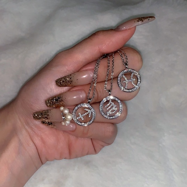 《CZ diamond》Zodiac Mark Circle ネックレス