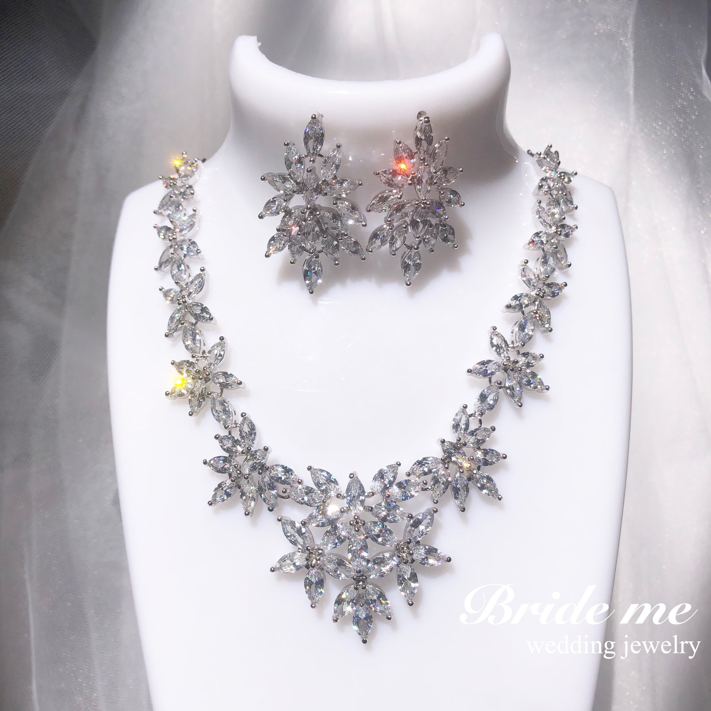 【ZN-01】フルジルコニア ネックレス ピアス(レンタル)