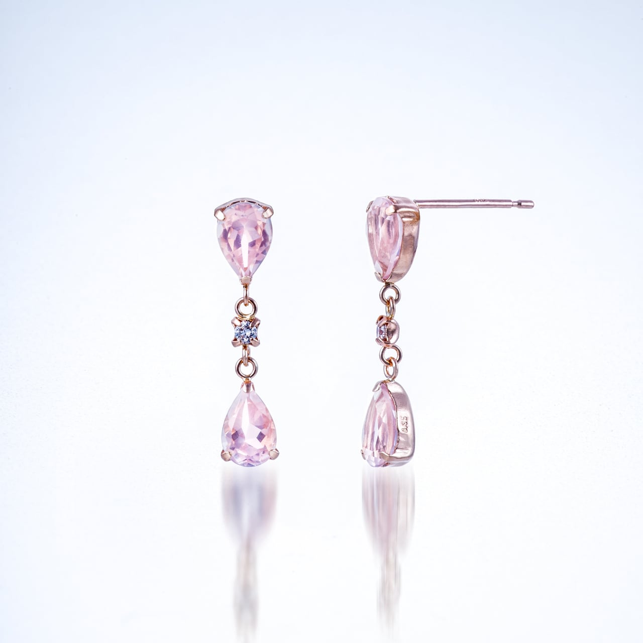 優しさが導く調和】 K18PGローズクォーツピアス | EGIDA