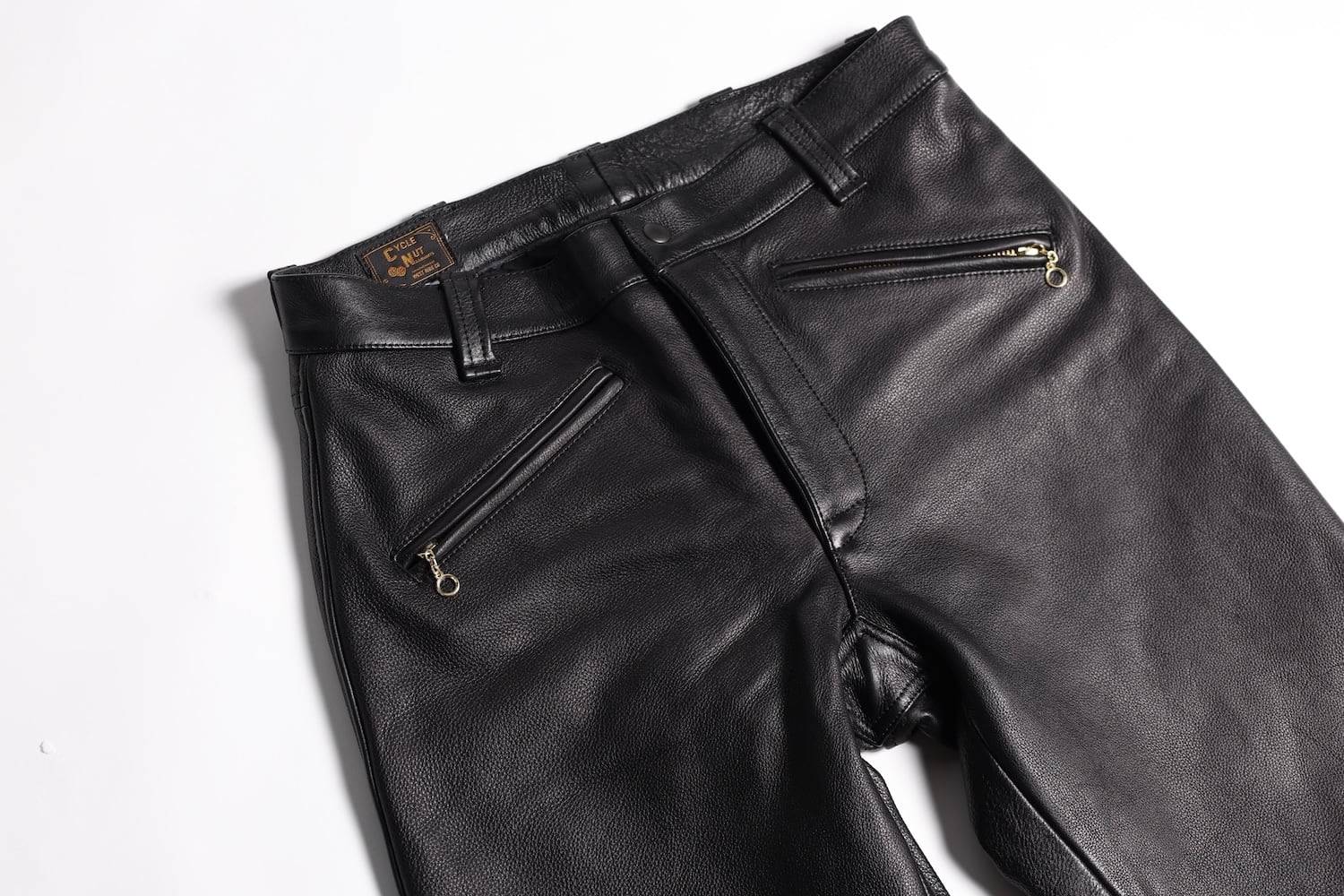 WESTRIDE レザーパンツ レザーパンツ 本革 COW HIDE 3連チェーンZIP CYCLE NUT GARMENT