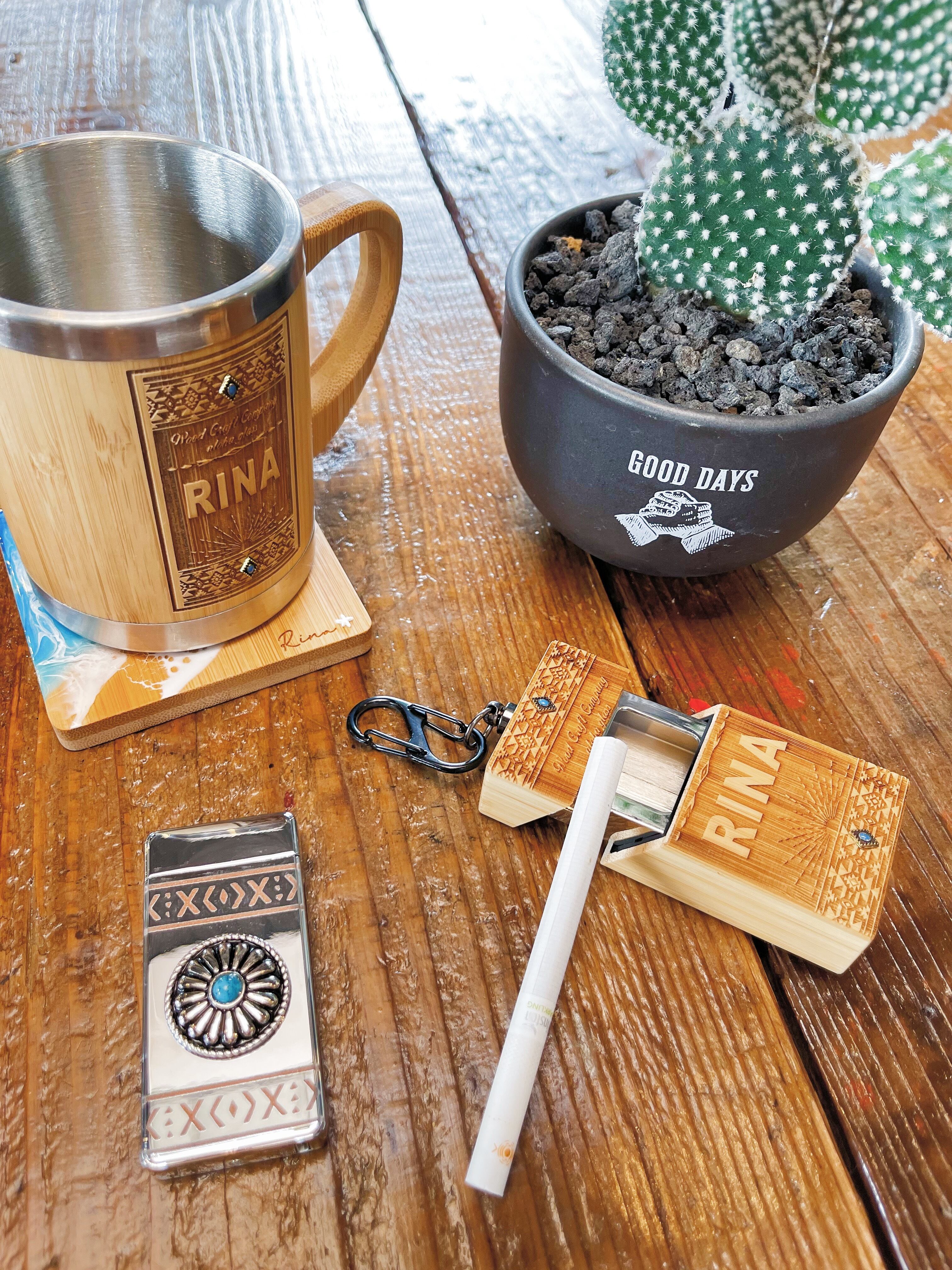 Wood portable ash tray | ALOHA GLASS