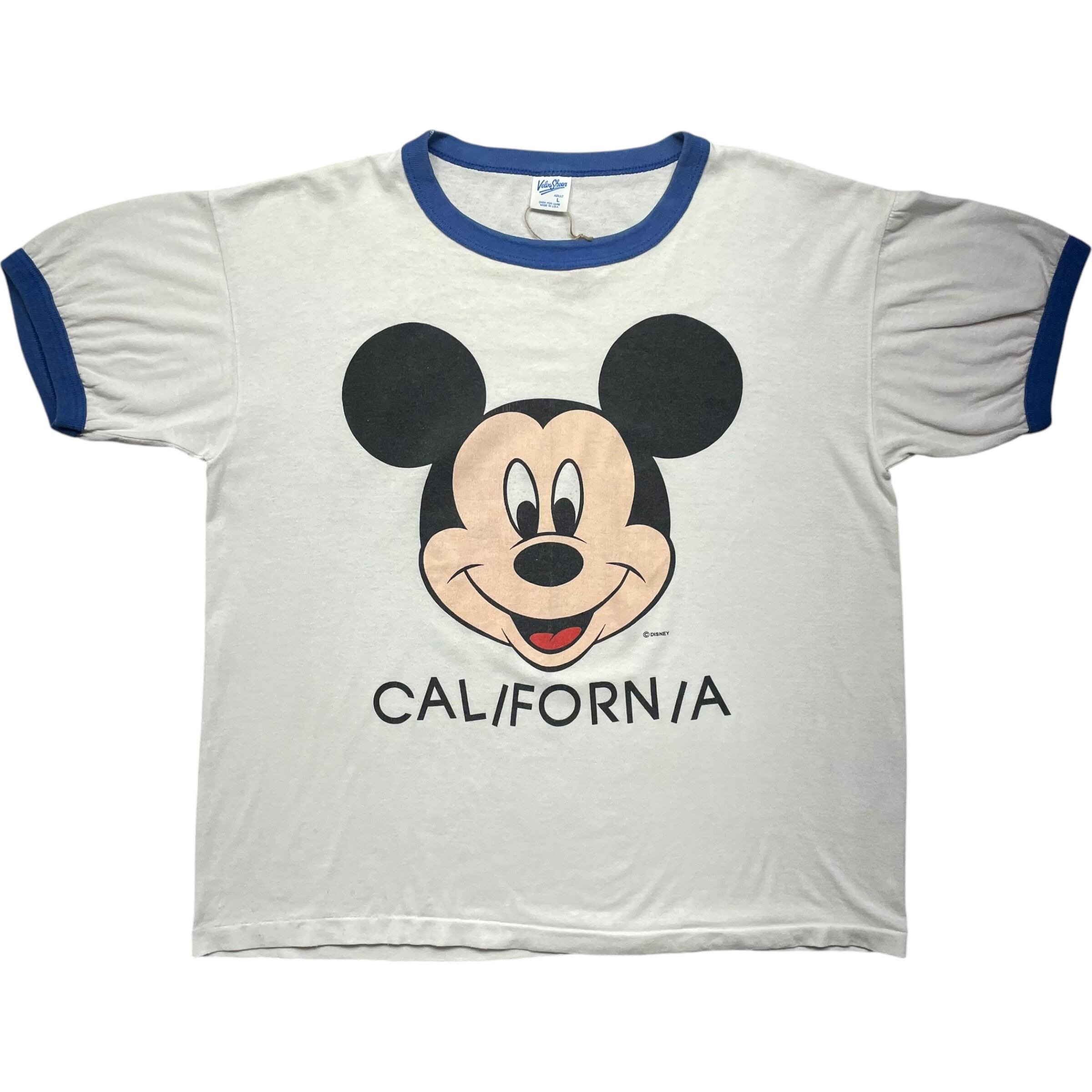 《L》Velva Sheen Tシャツ Disney ディズニー リンガーT ミッキー プリント USA製 80年代〜 no.6798