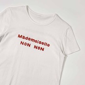 Mademoiselle NON NON マドモアゼルノンノン ロゴ 半袖 Tシャツ カットソー L/ホワイト×オレンジ レディース