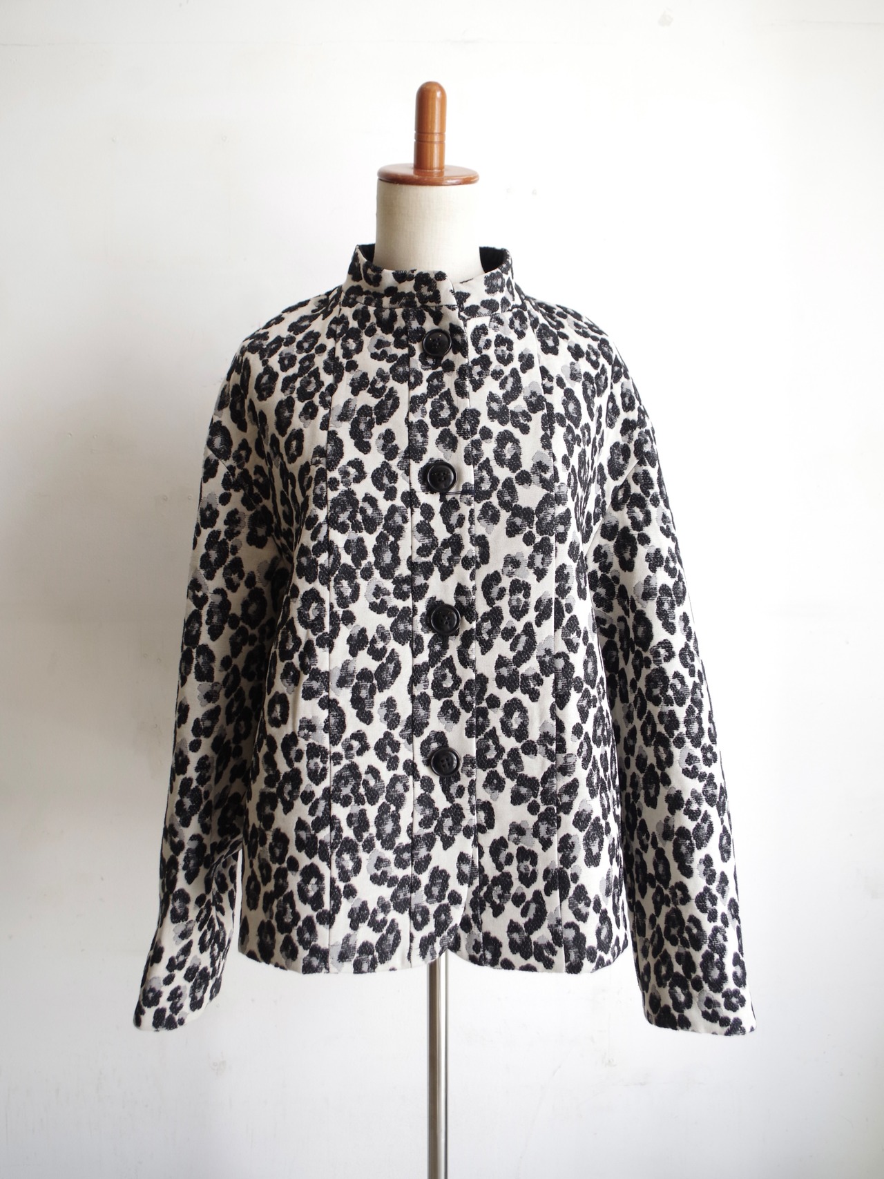 SINME レオパードジャケット　ホワイト×ブラック