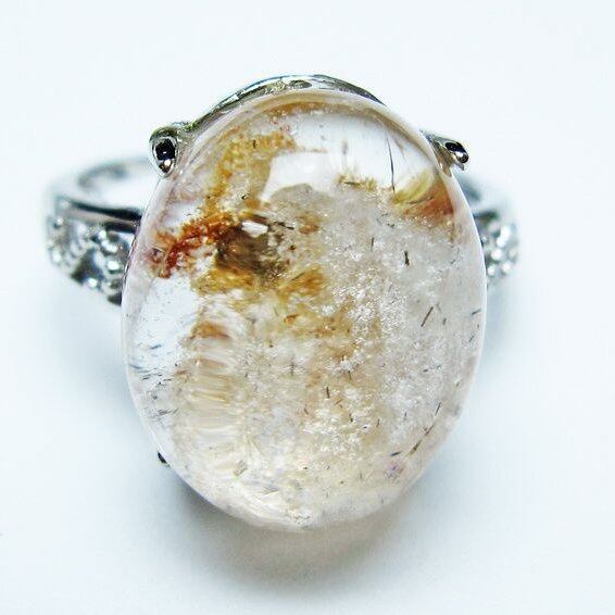 ガーデンクォーツ 指輪 ガーデン水晶 リング フリーサイズ 13号 一点物 メール便可 [M便 1/20] 115-6988