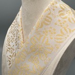 絹交織半衿　花に南天　　#41 山吹イエロー