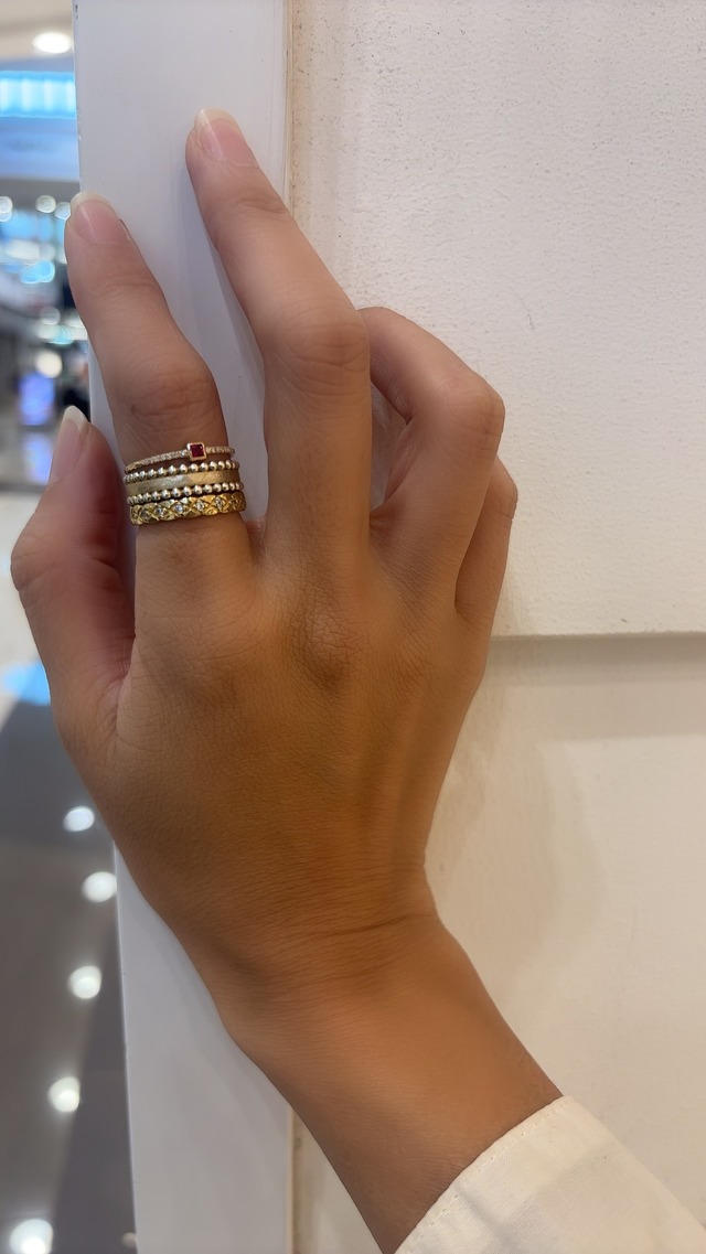 K14 ダイヤとルビーリング 13号