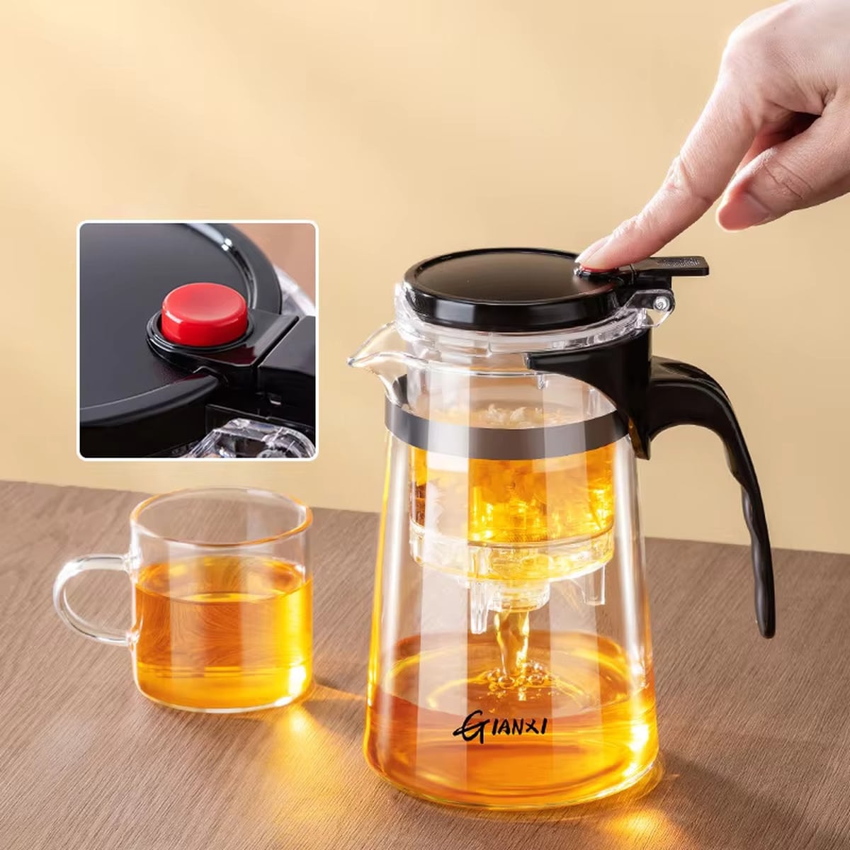 ティーポット 1000ml 1200ml 耐熱ガラス 急須 透明 茶こし 1L 1.2L