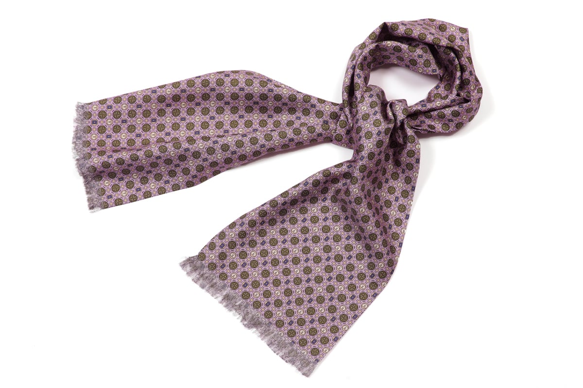 SEVEN FOLD シルクチューブラースカーフ（ラヴェンダー×グリーン