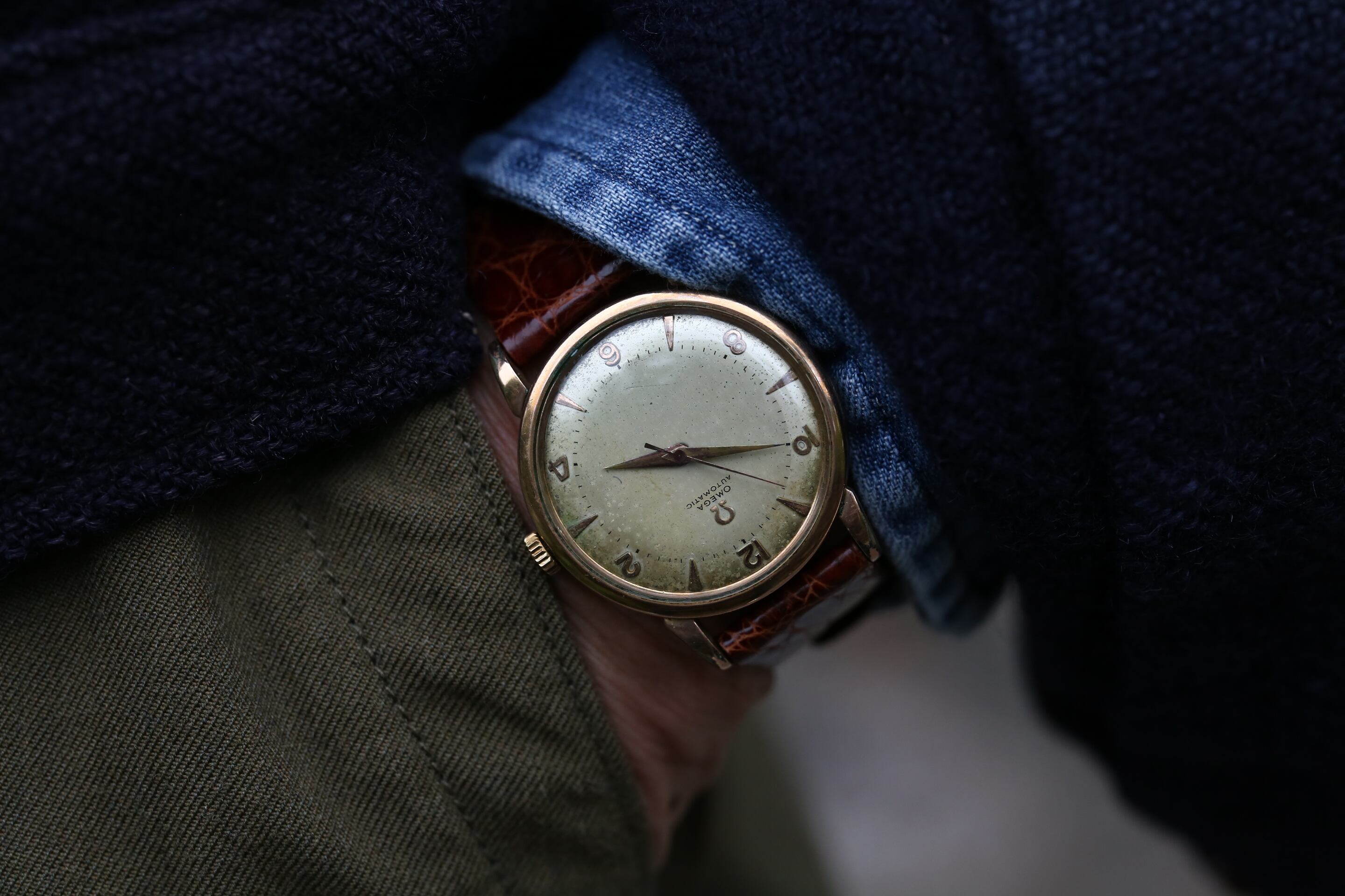 OMEGA】 1950's オメガ ノンネーム ホワイトエイジングダイヤル 偶数