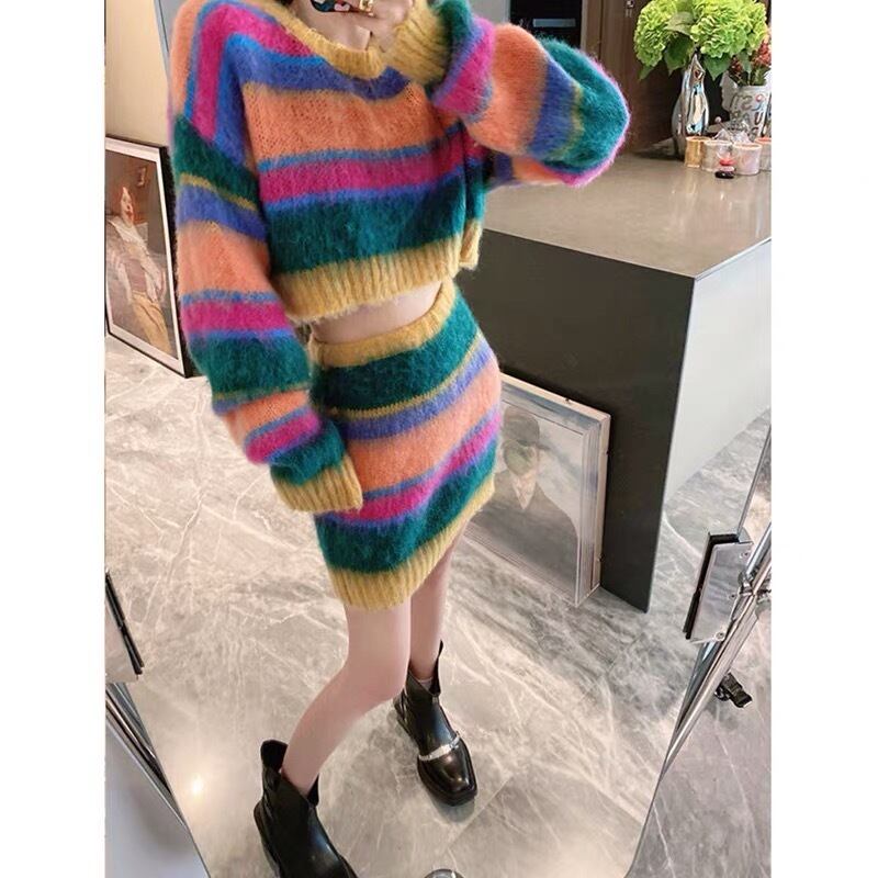 【極美品✨KENZO 】 ニット セットアップ セーター スカート Y2K セットアップボーダー Y2K ショート トップス アウター ジャケット