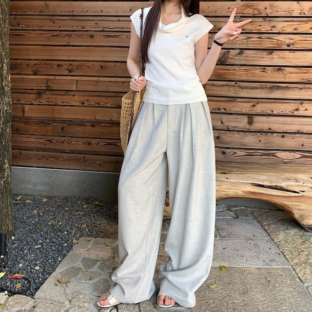 High waist tuck wide pants　M2459