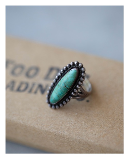 Elongated Turquoise Beaded Frame Ring (c. 1940–1960s)