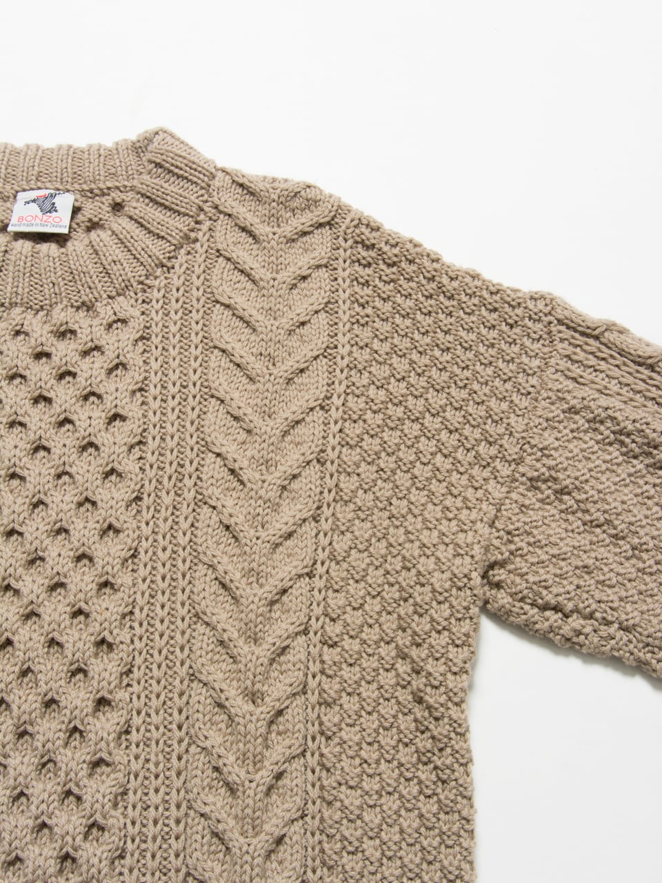 【Made in New Zealand】Hand made Alan sweater（ニュージーランド製 ハンドメイドアランセーター ケーブルニット）