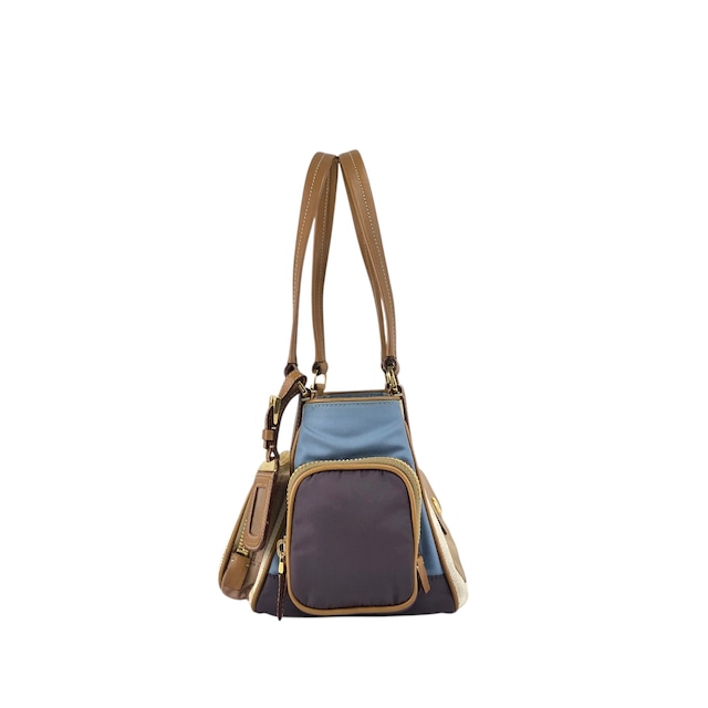 PRADA プラダ トートバッグ ベージュ ブルー トライアングルロゴ キャンバス マルチポケット vintage ヴィンテージ オールド fkki3a